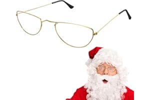 Photect Christmas Half Moon Wire Framed Glasses Clear Lens Costume Glasses Santa Costume Accessory for Christmas Halloween Fancy Dress Party Dress up Cosplay Women Men
