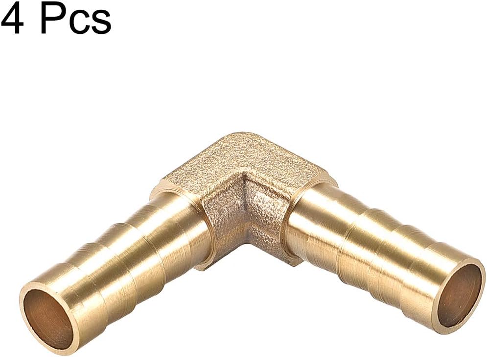 sourcing map 8mm Barb Brass Hose Fitting 90 Degree Elbow Pipe Connector Coupler Tubing 4pcs, Gold - Image 4