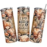 Personalized Highland Cow I say what everybody is thinking - 20 oz Tumbler with Lid and Straw Stainless Steel Insulated Mug