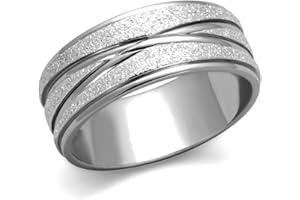 Marimor Jewelry Stainless Steel 316 Glitter 8mm Wide Anniversary Wedding Band Ring Sizes 5-10