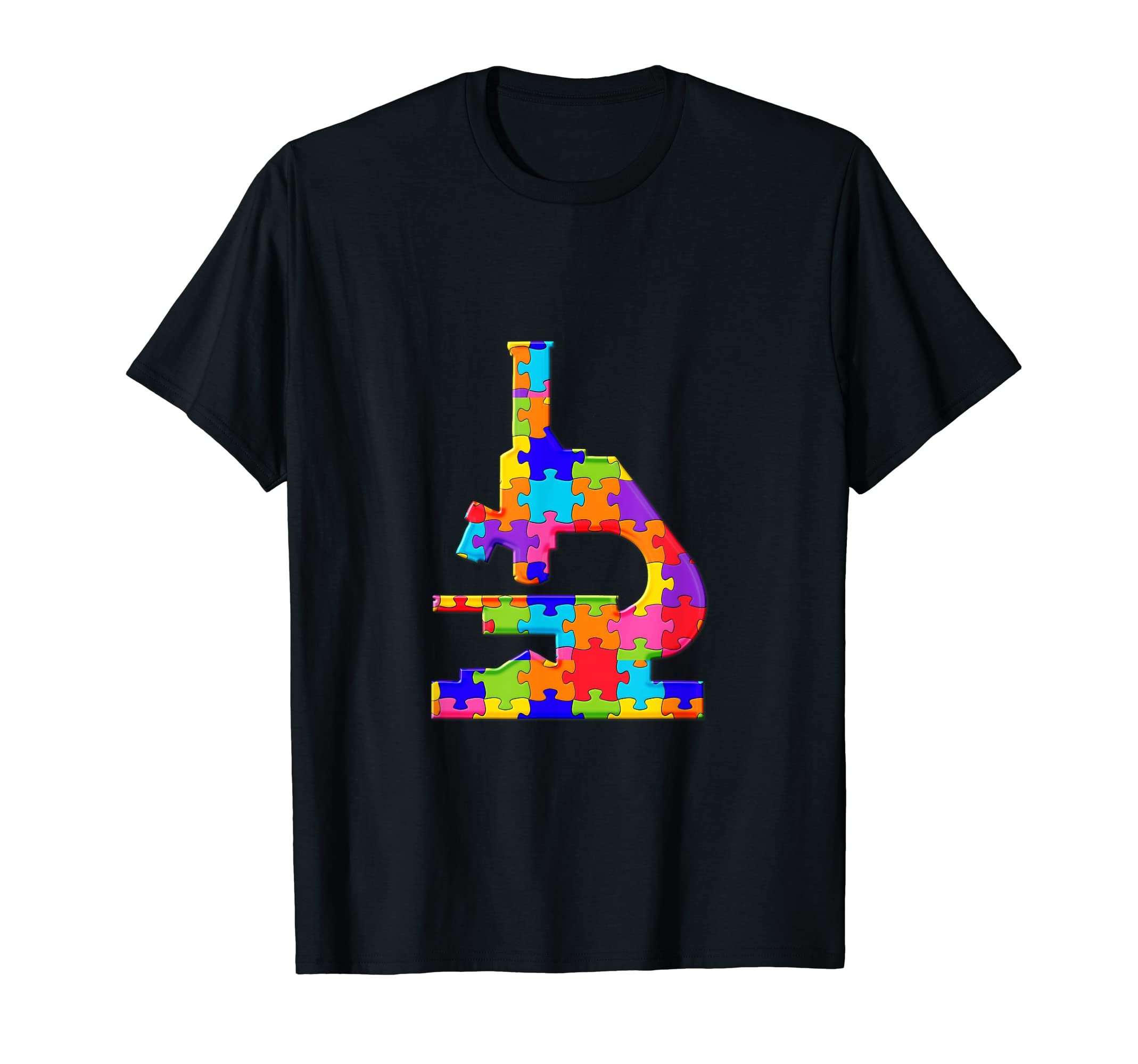 Microscope Lab Scientist Puzzle Autism Puzzle T-Shirt