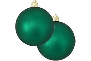 Christmas By Krebs 6" (150mm) Velvet Shamrock Green [2 Pieces] Extra Large Solid Oversized Huge Big Outdoor Plastic, UV Ball Ornament Hanging Tree Decorations