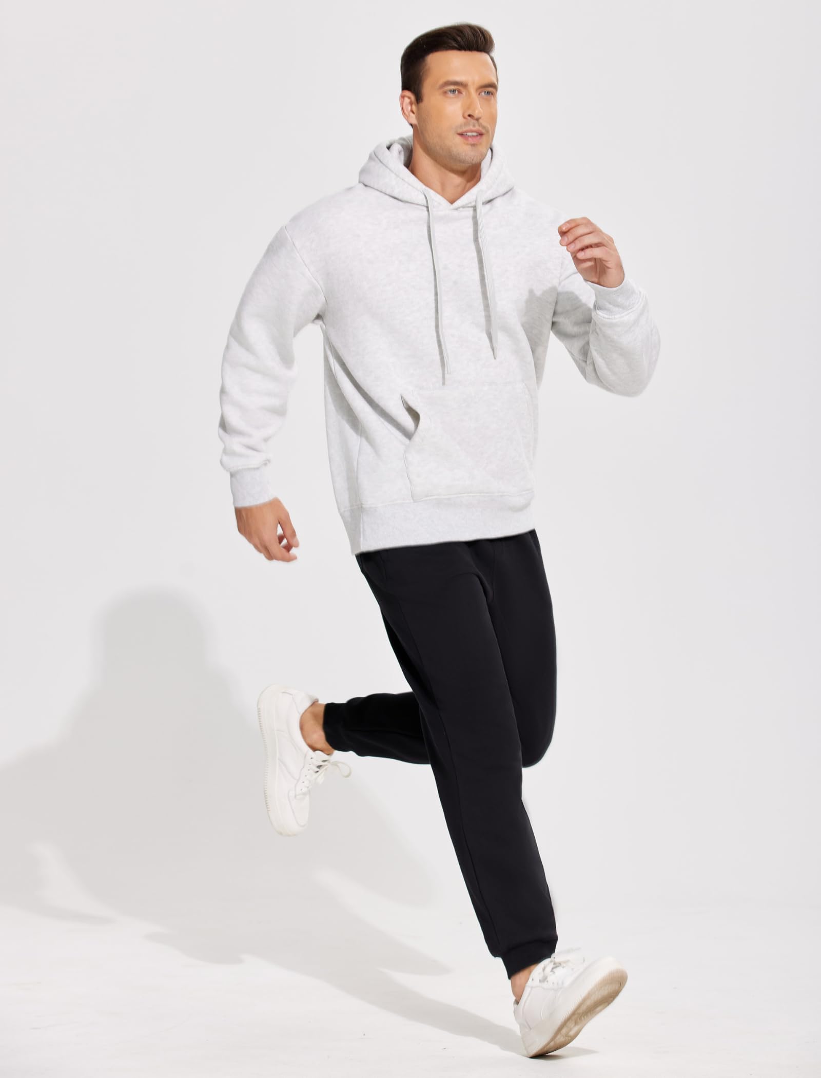 PINSPARK Men's Sweatpants with Zipper Pockets Sweat Pants for Mens Fleece Joggers Pants Baggy Thick Black Joggers for Men