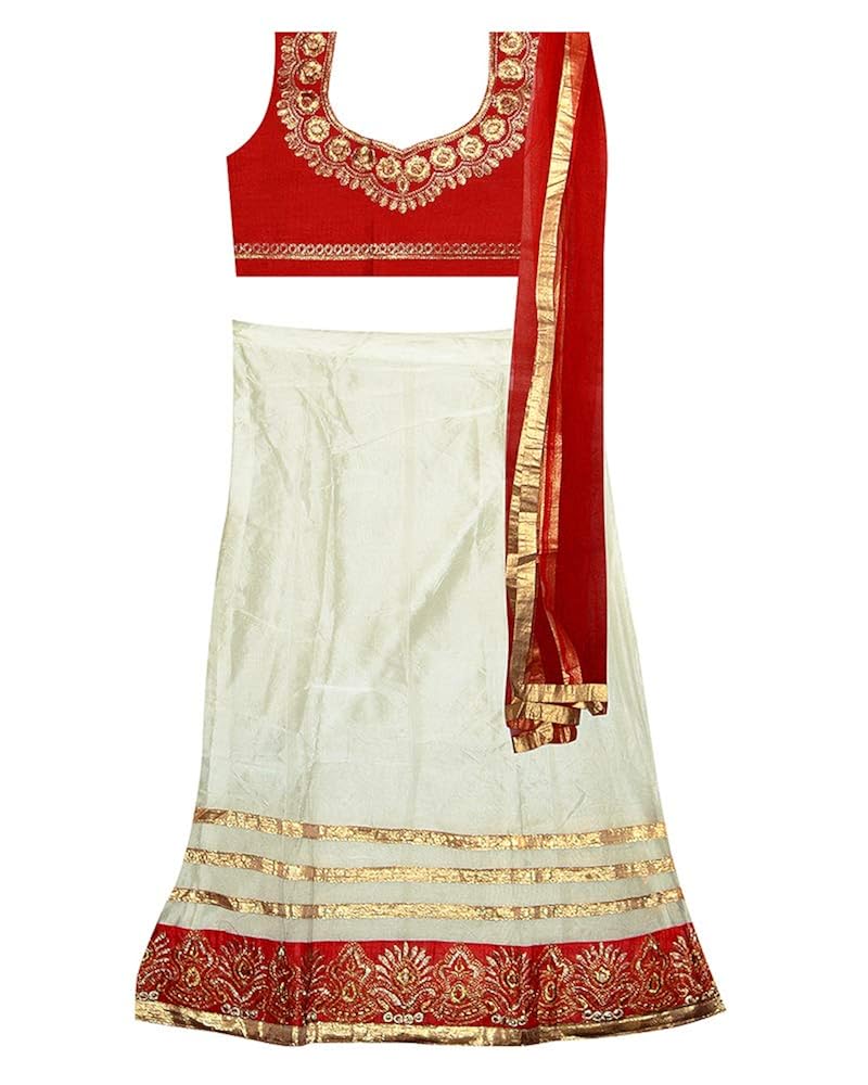 tiludi girl's net and silk lehenga choli (ew2021_k_lehenga choli_red_8-12 year)