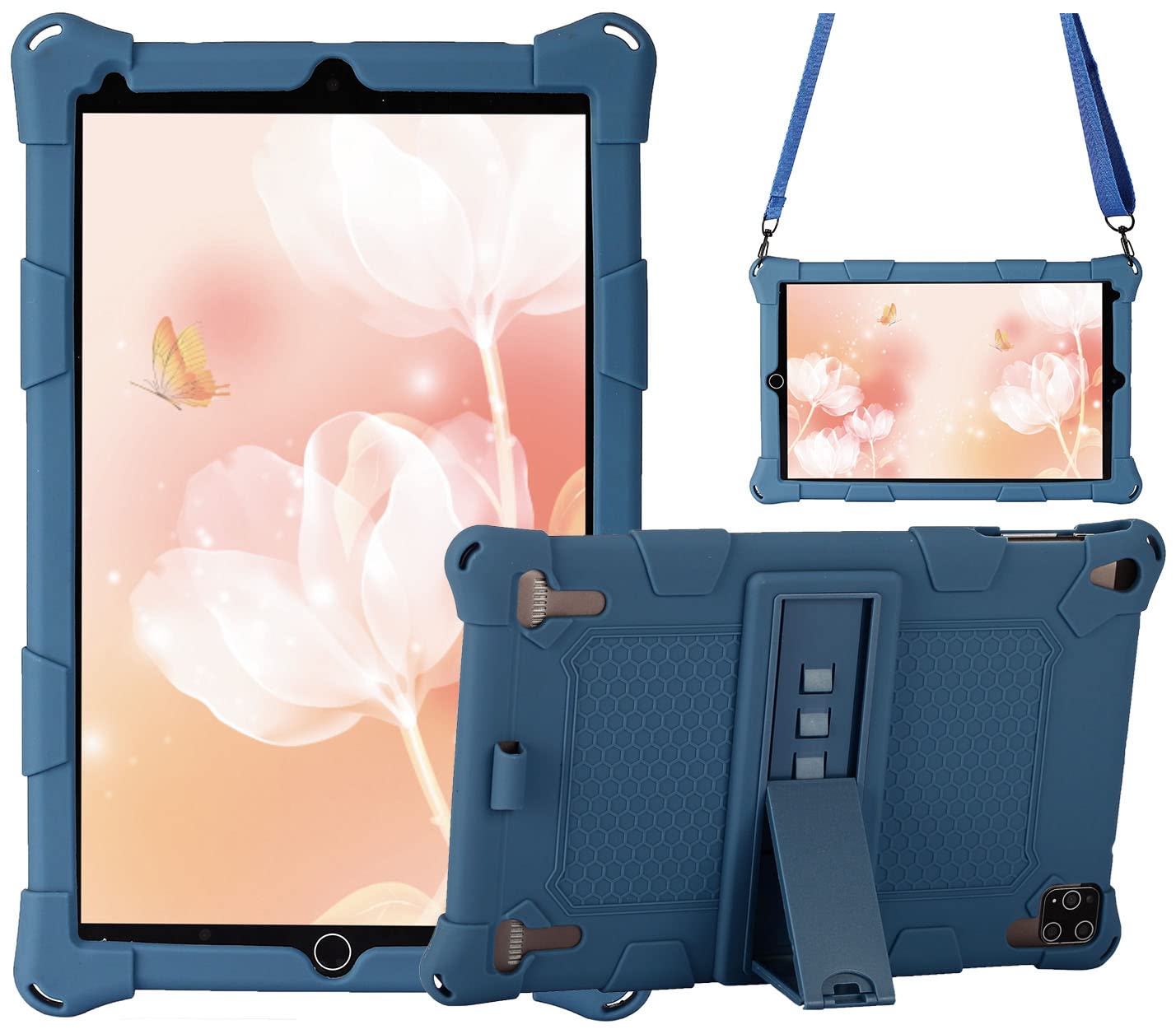 AKNICI DUODUOGO 10/AOYODKG 10.1 Rugged Case with Stand,Shoulder Strap,Slim Heavy Duty Soft Silicone Hard Bumper Shockproof Full Body Protective Case for DUODUOGO 10/AOYODKG 10.1,Navy Blue