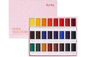 Arrtx Watercolor Paint Set, 24 Full Pans with Vibrant Colors - Non-Toxic, Lightfast Professional Art Supplies Ideal for Sketc