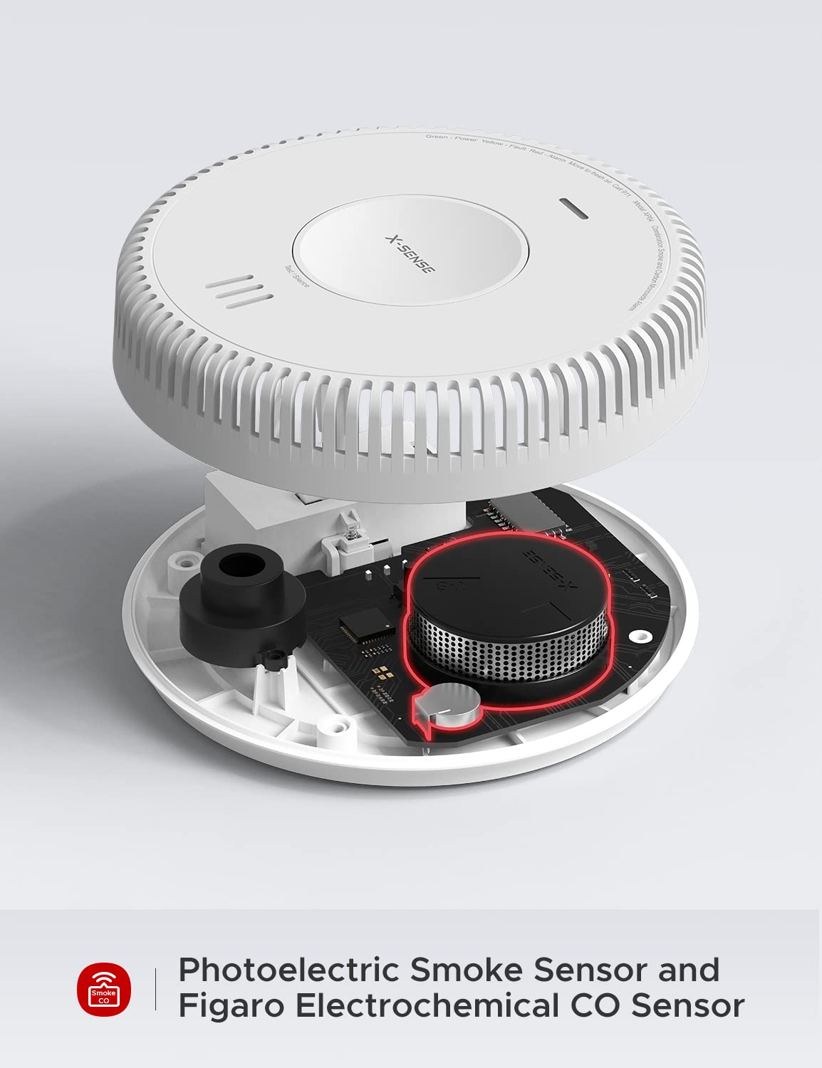 X-Sense Hardwired Combination Smoke and Carbon Monoxide Detector, Hardwired Interconnected Smoke and CO Detector Alarm with Replaceable Battery Backup, XP04, 3-Pack