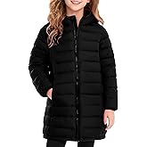 Enlifety 4-11T Girls Winter Coat Long Lightweight Hooded Puffer Jacket