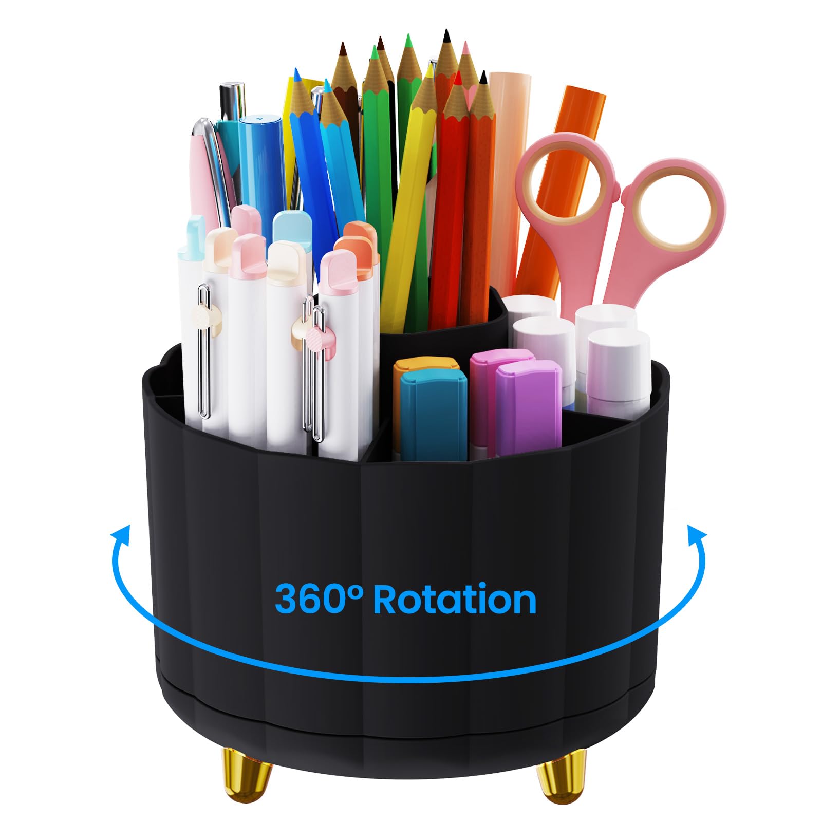 IVEETTY Pencil Holder for Desk 360 Rotating, Pen Holder for Desk or ...