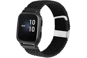 Abanen for Garmin Vivoactive 5 / Venu Sq/Venu 2 Plus Braided Loop Watch Bands, 20mm Elastic Soft Stretchy Nylon Wristband Strap with Adjustable Clasp for Garmin Vivomove 3,Vivoactive 3
