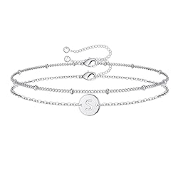 MONOZO Silver Initial Bracelets for Women Jewelry