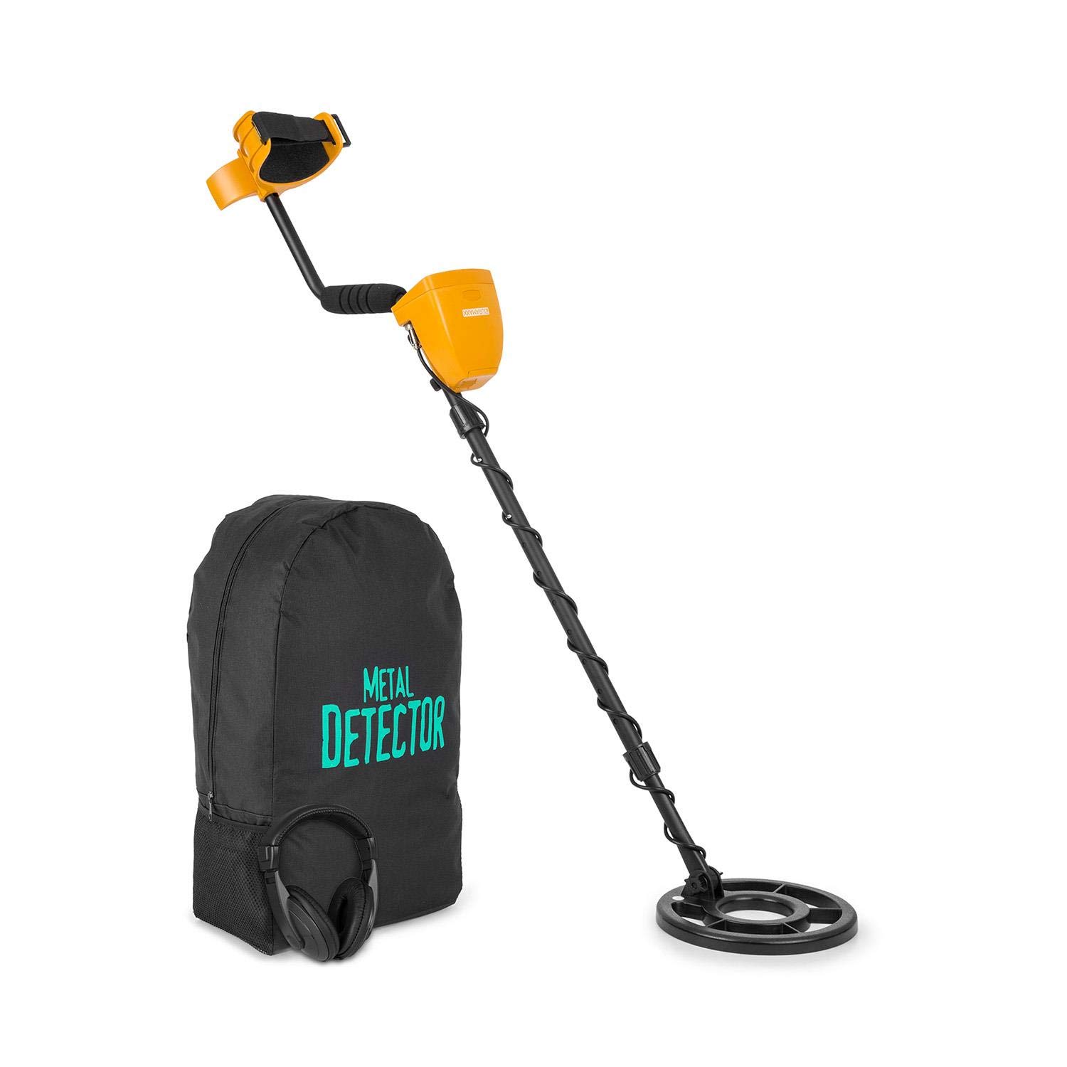 DURAMAXX Dr. Jones Detector de Metales • Detector de Oro • Impermeable • Ø20 cm • hasta 2 m de Profundidad • Pantalla LCD • Mochila • Cascos • Negro ...