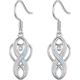 YYmqmq Celtic Knot Earrings 925 Sterling Silver Opal Irish Dangle Earrings Irish Jewelry Birthday Gifts for Women Girlfriend Mom