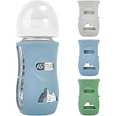 3 Pack Silicone Sleeves for Philips Avent Natural Glass Baby Bottles, 8oz | Anti Breakage Baby Bottle Holder for Baby Boys, Compatible with Philips Avent Glass Natural Baby Bottle, 8oz