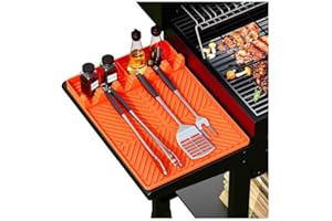 KAISIKING Silicone Grill Mat for Blackstone Barbeque Grill Accessories，16”×11.5” Silicone Griddle Tools with Drip Pad，Side Shelf Griddle Spatula Utensil Mats for Outdoor Barbeque & Kitchen Countertop (Orange)