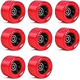 Yidome 8 Piece 92A 62mm x 42mm Quad Roller Skate Wheels (Red, Black)