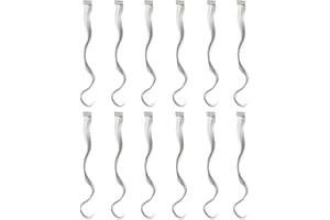 SWACC 12 Pcs Curly Wavy One Color Party Highlights Clip on in Hair Extensions Colored Hair Streak Synthetic Hairpieces (Sliver Gray)