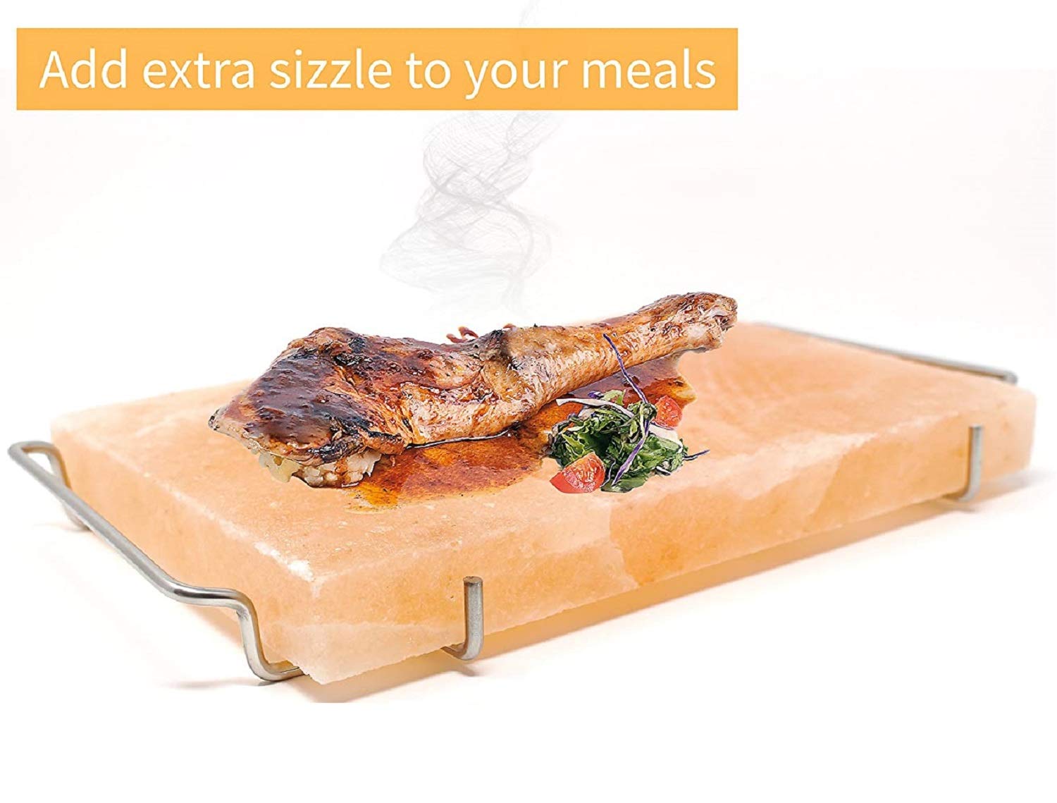 UMAID Natural Himalayan Salt Block Cooking Plate 12 X 8 X 1.5 for Cooking, Grilling, Cutting and Serving, Food Grade Salt with Stainless Steel Tray Set with Recipe Pamphlet: Garden & Outdoor