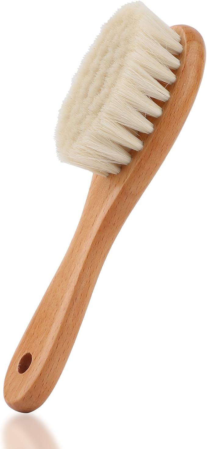 Baby Hair Brush with Wooden Handle and Super Soft Goat Bristles