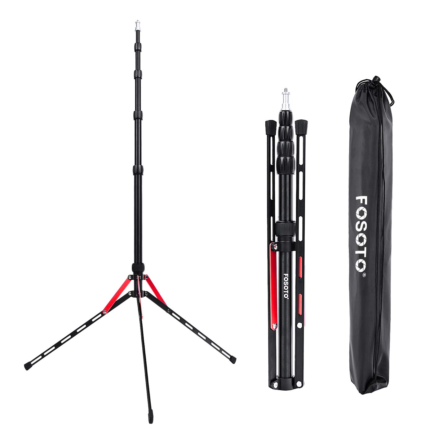 FOSOTO 222cm/87in Photography Light Stand Foldable Designed Aluminum Alloy Studio Sturdy Tripod Stand with Carry Bag for Portrait, Video Studio Shooting, Softbox, Umbrellas