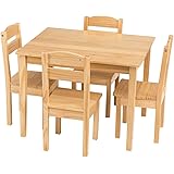 Amazon.com: eHemco Kids Table and 2 Chairs Set Solid Hard Wood ...
