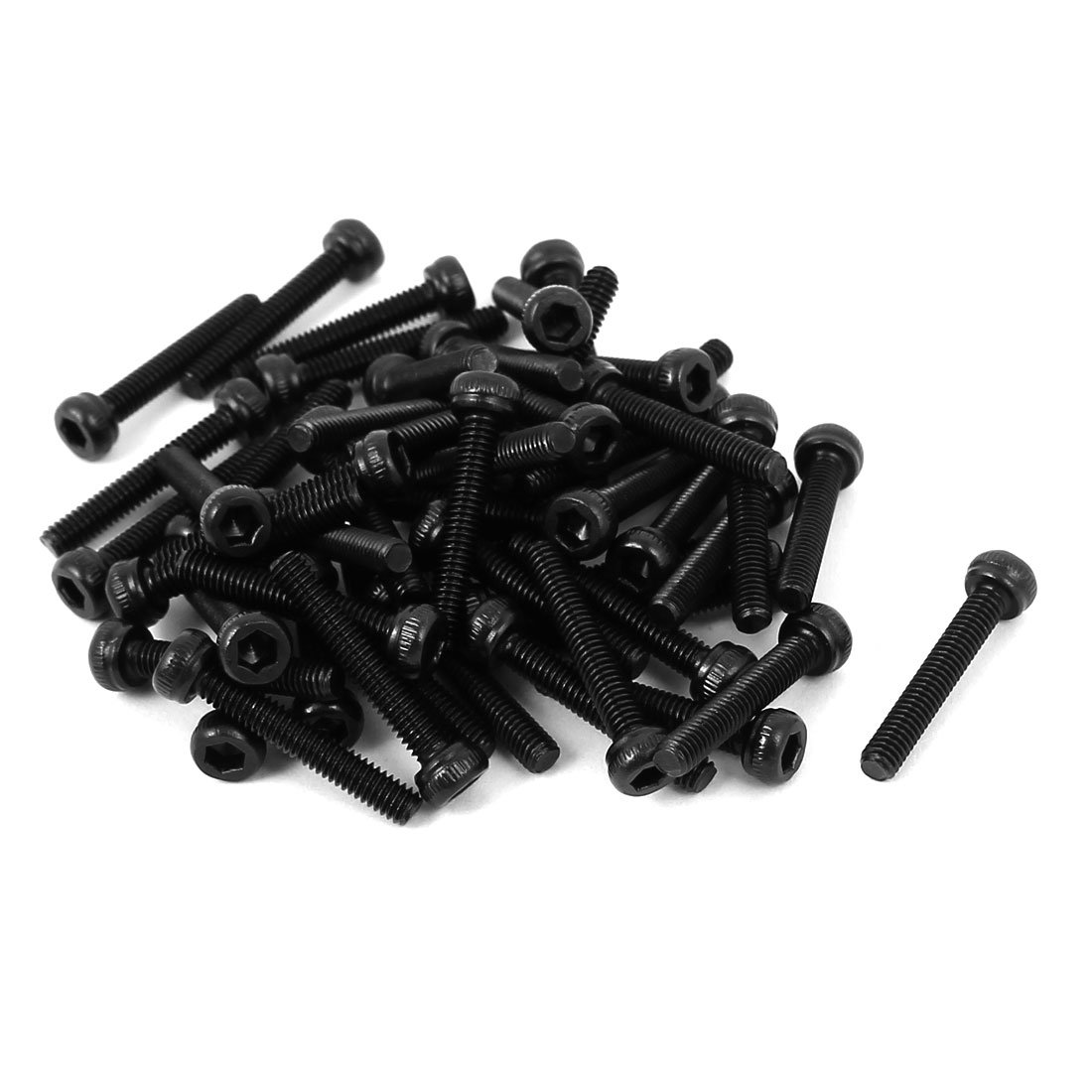 Sourcingmap M2.5x15mm 14.9 Alloy Steel Hex Socket Head Knurled Cap Screw Bolt Black 50pcs