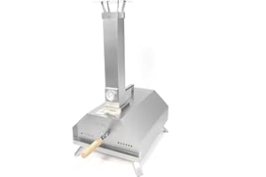 IULULU 11'' Outdoor Pizza Oven, Wood Fired Pellet Stove, Portable Stainless Steel Cooking Pizza Maker for Outside Kitchen, Garden, Patio, Backyard