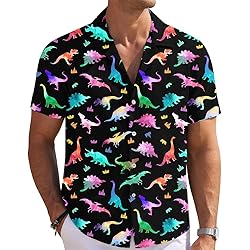 Colourful Dinosaur Mens Funny Hawaiian Shirts 3D