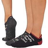 TAVI Women’s Savvy Grip Socks 2-Pack - Pilates Socks with Grips for Women, Slipper Socks for Pilates, Yoga, and Ballet - Dear Santa/Gingerbread, Medium
