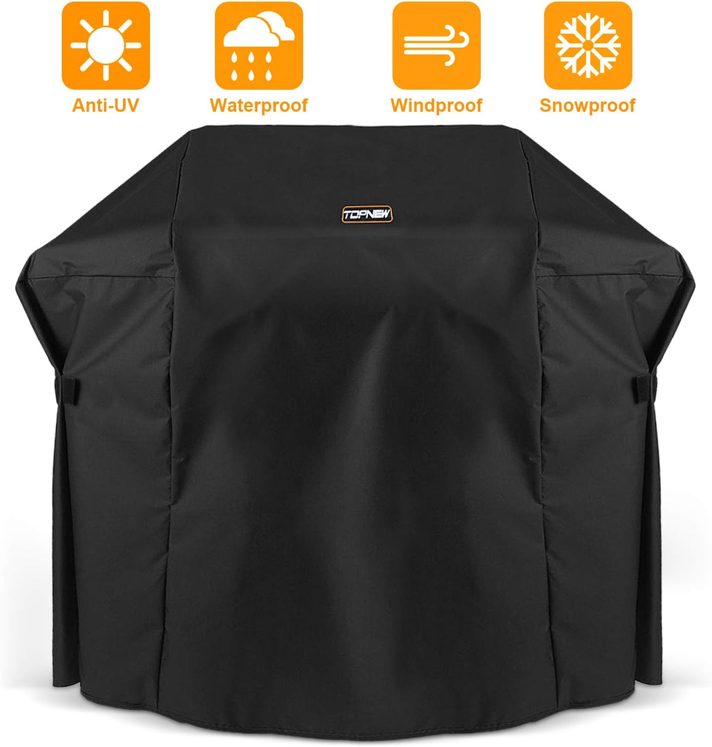 TOPNEW BBQ Gas Grill Cover, 600D Heavy Duty Waterproof UV Resistant Weather Resistant Durable Outdoor Barbeque Grill Cover for Most Grill (48 Inch, Black)