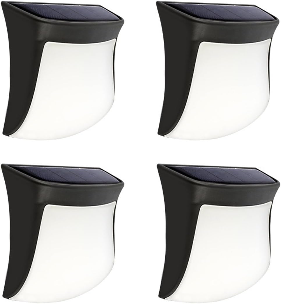 Penfly 4pcs Solar Powered Wireless Decorative Wall Light Night Mood Lamp Home Outdoor Yard Walkway Gate Porch Fence Decor Waterproof Auto ON/OFF Warm White Light Color