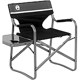 Coleman Portable Camping Chair with Side Table & Cup Holder, Lightweight Folding Deck Chair with Padded Armrests & Cushioned 