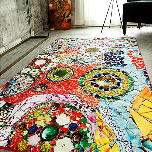 LELVA Modern Sofa Mats Multicolor Creative Bohemian Decor Bedroom Rugs