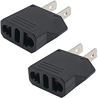 US Plug Adapter, Small European to US Plug Adapter, Black European to American Outlet Plug Adapter, EU to US Adapter…