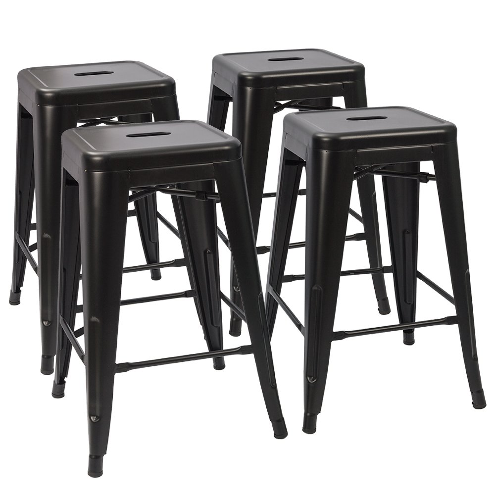 Gun Jummico Metal Bar Stool Backless 30 Inches Stackable Barstools Indoor Outdoor Modern Industrial Bar Stools Set Of 4 Patio
