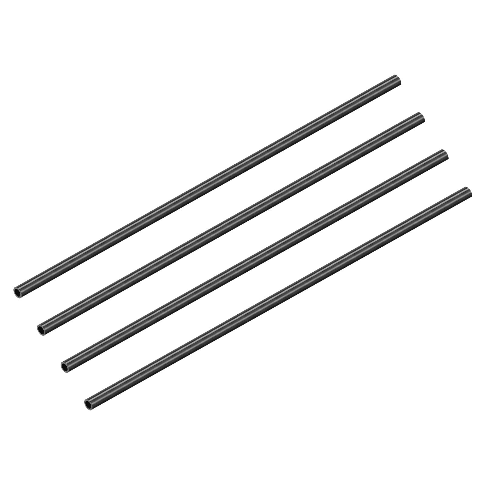 DMiotech 4 Pack 6mmx4mmx350mm Carbon Fiber Round Tubes, 3K Roll Wrapped Glossy Carbon Tube for RC Quadcopter, RC Airplane