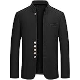 SOMTHRON Men's Winter Wool Blend Peacoat Single Breasted Stand Collar Slim Fit Business Trench Coat Overcoat
