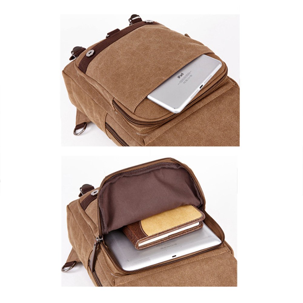 Fresion High Quality Mens Chest Pack Canvas Shoulder Satchel Messenger Bag for Daily Use （Black））