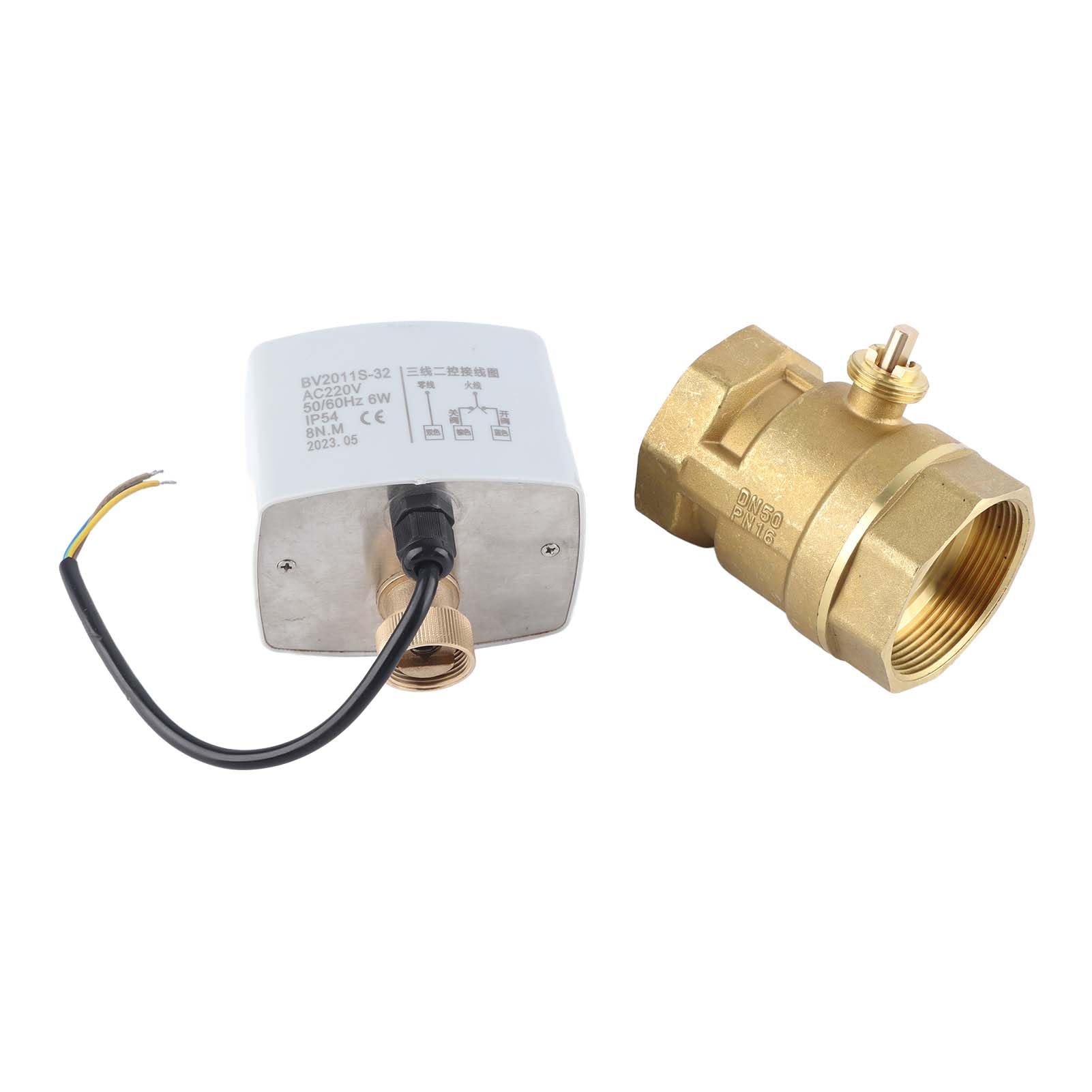 Motorized Ball Valve Removable Brass Motorized Valve 2-Way 3-Wire Electric Ball Valve for Heating Fan Coils
