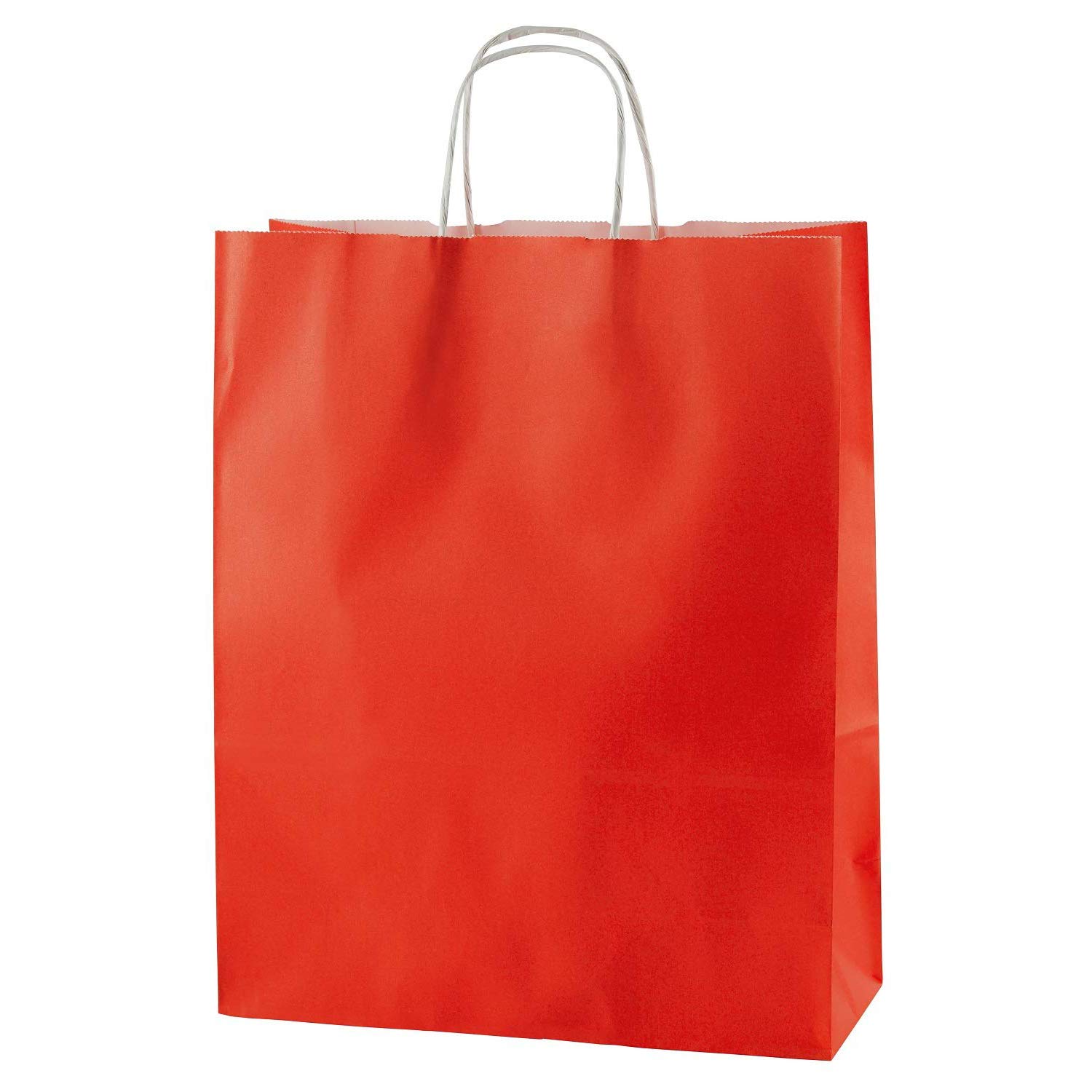 Thepaperbagstore 30 Red Paper Bags with Handles - 25x11x31cm - Colourful Paper Gift Bags for Adults and Kids - for Christmas, Shopping, Retail, Party, Birthdays and Weddings