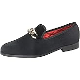 ELANROMAN Men's Loafers Gold Buckle Fashion Handmade Wedding Party Prom Shoes