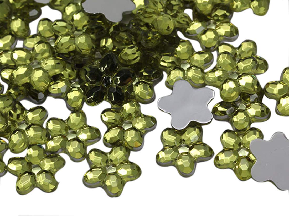 6mm Yellow Jonquil H115 Flat Back Flower Acrylic Jewels High Quality Pro Grade - 125 Pieces