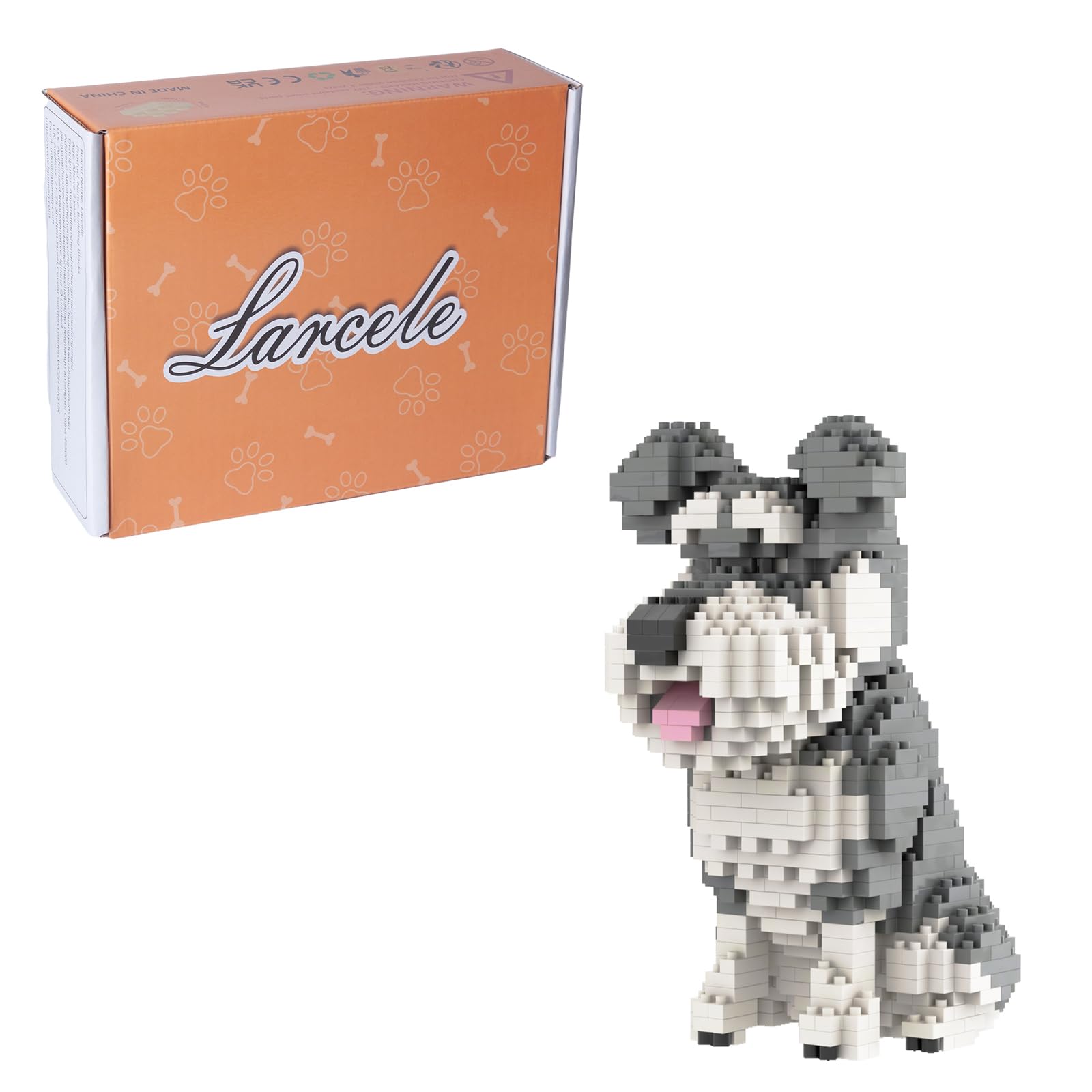 Larcele Mini Building Blocks Animal Set, DIY Micro 3D Building Toy Bricks,934pcs KLJM-05 (Schnauzer)
