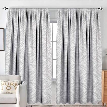 Grey And White Indoor Outdoor Single Panel Print Window Curtain
