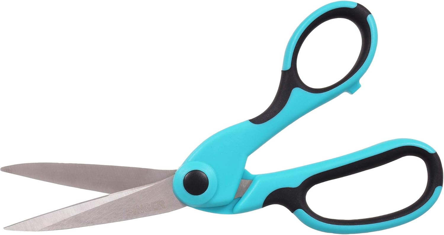 SINGER 00561 8-1/2-Inch ProSeries Heavy Duty Bent Sewing Scissors, Teal