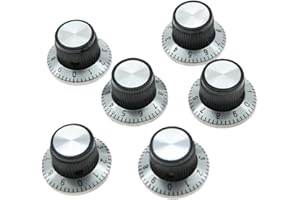 DOPRO Pack of 6 Black with Chrome Top Vintage Guitar AMP Amplifier Top Hat Reflector Knob Effect Pedal Knobs