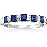 Ross-Simons 1.40 ct. t.w. Sapphire Ring With Diamonds in Sterling Silver