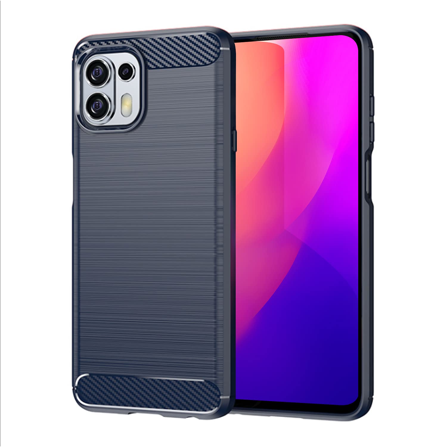 SCL Case for Moto Edge 20 Lite Case [Blue], Carbon Fibre Effect Gel Grip Protection Cover [Anti Scratch][Anti Collision] Case Compatible with Motorola Edge 20 Lite