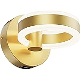 PHIXART LED Wall Sconces with ON/Off Switch, Gold Rotatable Hardwired Wall Light Fixtures, Built in USB Charging Port, Modern