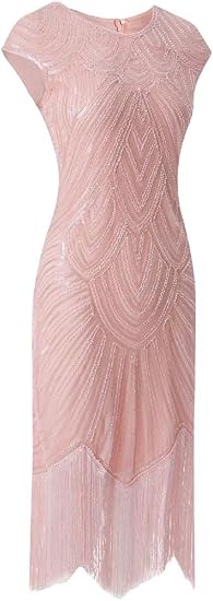 Amazon Energywd 女性19年代インスピレーションフリンジ装飾ギャツビーミディフラッパードレス ワンピース チュニック 通販